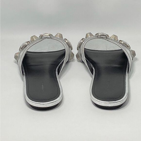 Balenciaga Cagole Metallic Leather Flat Sandals size 40 - Picture 11 of 14